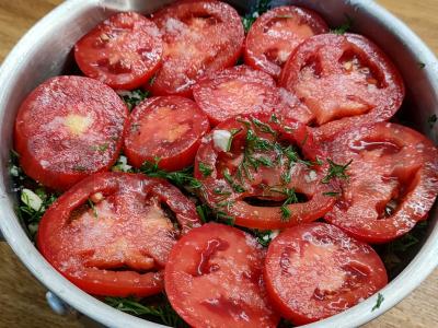 Baklažanų užkandis su pomidorais Žingsnis 9