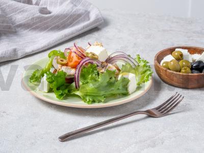 Salotos su kalakutienos filė, bryndza ir frizdelių salotomis pagrindine nuotrauka