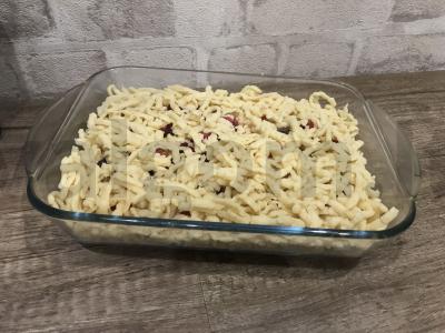 Pyragas iš trapios tešlos su varške ir vaisiais Žingsnis 9