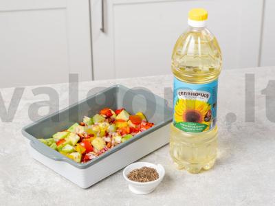 Salotos su kuskusu ir keptomis daržovėmis Žingsnis 1