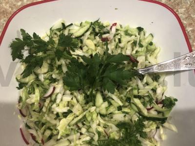 Lengvas kopūstų salotas su ridikais pagrindine nuotrauka