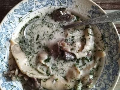 Čečėnų patiekalas „Žižiq-galnaš“ iš jautienos su tešlos gabaliukais pagrindine nuotrauka