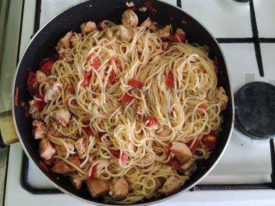 Makaronai su vištiena ir mocarela Žingsnis 6