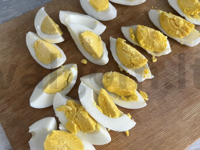 Salotos su žaliuoju žirniu ir agurku Žingsnis 4