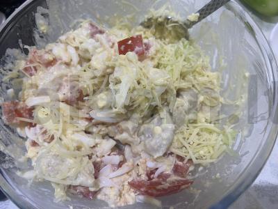 Šiltas salotas su vištienos krūtinėle ir sūriu Žingsnis 5