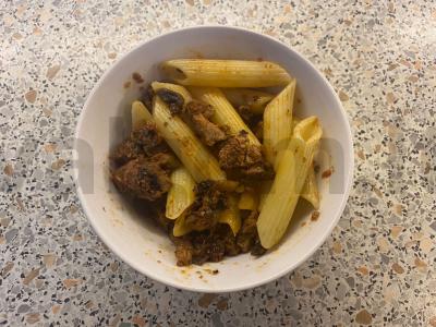 Makaronai su pievagrybiais ir vištienos kepenėlėmis Žingsnis 12