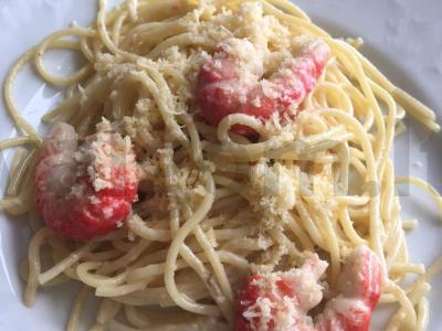 Makaronai su krevetėmis pagrindine nuotrauka