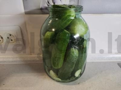 Sūdyti agurkai su vyšnių ir juodųjų serbentų lapais Žingsnis 5