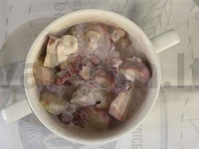 Vaisių salotos su ledais, avietėmis ir bananas Žingsnis 3