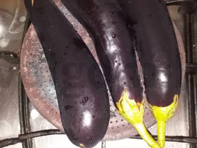 Keptas baklažanas Žingsnis 1