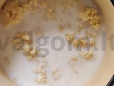 Pšenių košė su pienu ir avietėmis Žingsnis 2