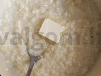 Pšenių košė su pienu ir avietėmis Žingsnis 3