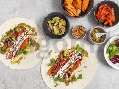 Burrito su pesto ir baklažanų agurkais Žingsnis 2