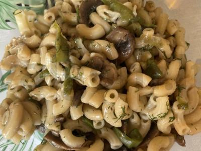 Makaronai su grybais ir paprika pagrindine nuotrauka