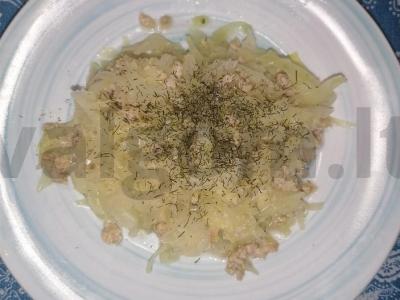 Troškinta kopūstai su vištienos faršu ir prieskoniais pagrindine nuotrauka