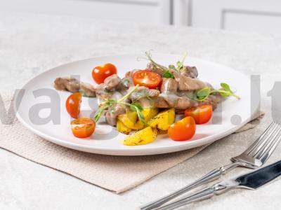 Jautienos kepenys su padažu keptuvėje pagrindine nuotrauka