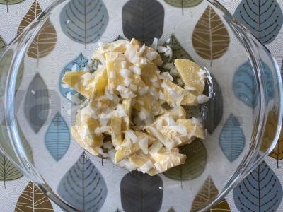 Kepti bulvių skiltelės su daržovėmis Žingsnis 4