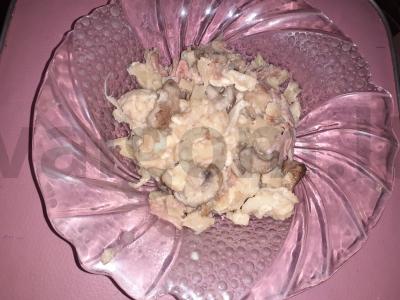 Žiedinė kopūstai, troškinti su grybais ir kumpiu pagrindine nuotrauka