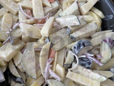 Daržovių apkepas su majonezu ir raudonuoju svogūnu Žingsnis 5