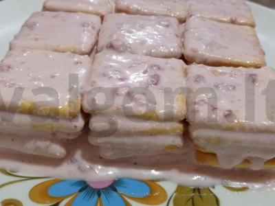 Be kepimo malonumų tortas iš sausainių, varškės ir grietinės Žingsnis 2