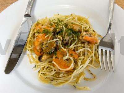 Makaronai su jūros gėrybėmis pagrindine nuotrauka