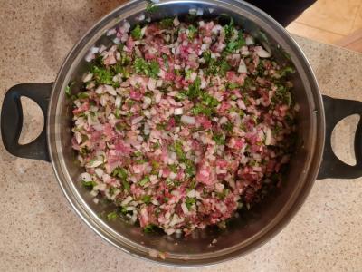 Mantai su kalendra iš kiaulienos ir jautienos Žingsnis 3