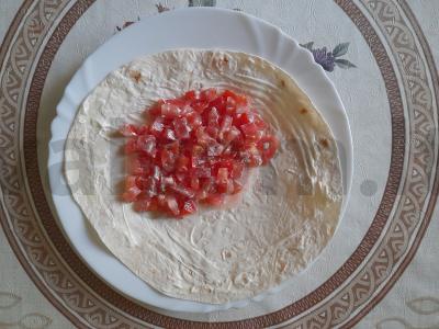 Lavašas su pomidorais, sūriu ir dešra Žingsnis 2