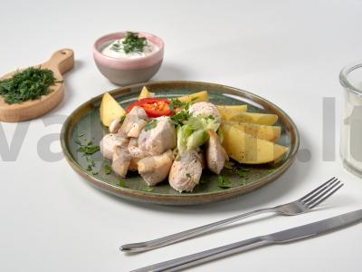 Bulvės su kalakutienos filė ir maasdam sūriu pagrindine nuotrauka