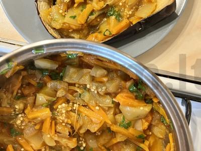 Kepti baklažanai su lečo ir sūriu Žingsnis 4