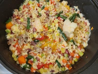 Greitas vakarienė iš šaldytų daržovių mišinio su sūriu Žingsnis 4