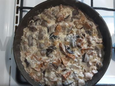 Kepti grietinėje švieži miško grybai Žingsnis 4