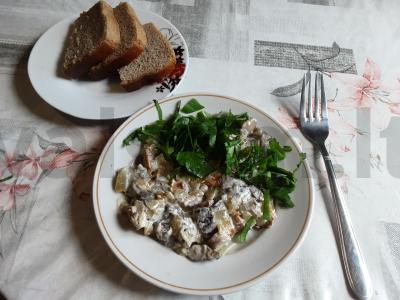 Kepti grietinėje švieži miško grybai pagrindine nuotrauka