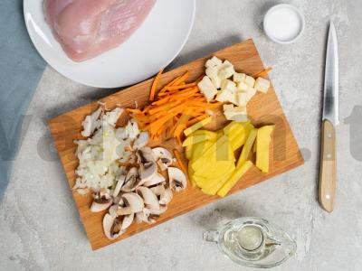 Kalakutienos filė sriuba su grybų sultiniu Žingsnis 1