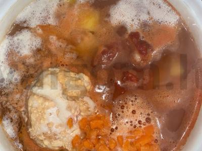 Troškinta bulvė su morkomis ir konservuota mėsa Žingsnis 3