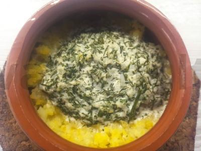 Kukurūzų košės apkepas su svogūnais ir krapais Žingsnis 3