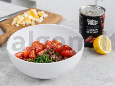 Baltymų salotas su raudonaisiais pupelėmis Žingsnis 1