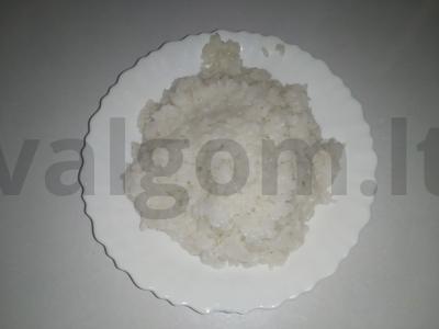 Užkandžių tortas iš lašišos, ryžių ir varškės sūrio Žingsnis 1