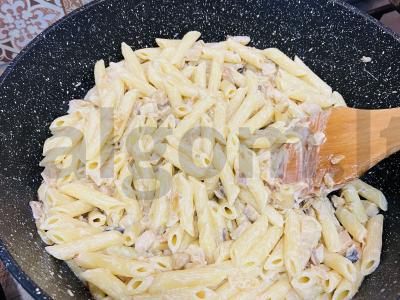 Makaronai su grybais grietinėje po sūriu Žingsnis 5