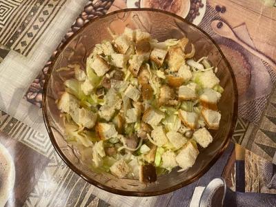 Šiltas salotas su vištiena ir kiauliena Žingsnis 9