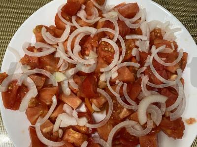 Šiltas salotas su baklažanais ir varškės sūriu Žingsnis 3