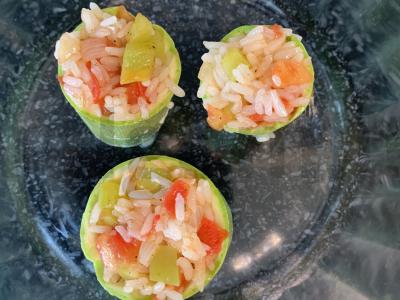 Įdarytos cukinijos su ryžiais ir daržovėmis Žingsnis 8