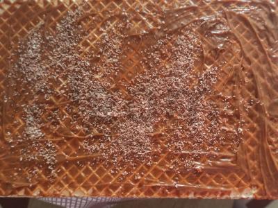 Vaflinis tortas su šokoladu ir kondensuotu pienu pagrindine nuotrauka