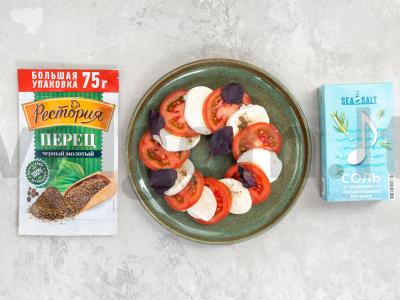 Pomidorai su mocarela ir baziliku Žingsnis 1