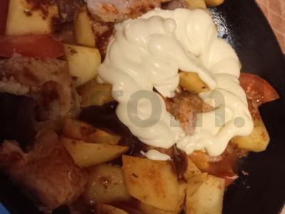 Keptas kiaulienos, bulvių ir kiaušinio patiekalas Žingsnis 3