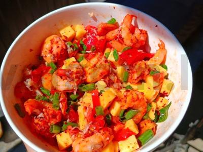 Įdaryti krevetėmis kalmarai ant grotelių Žingsnis 2