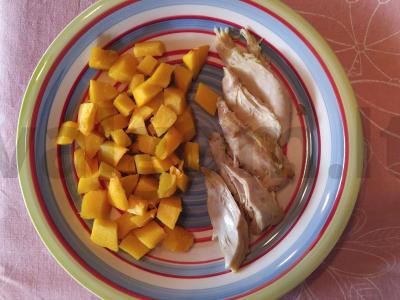 Vištiena su moliūgu ir kiaulpienių lapais Žingsnis 3