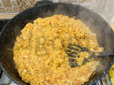 Įdarytos makaronai su kalakutiena po sūriu Žingsnis 3