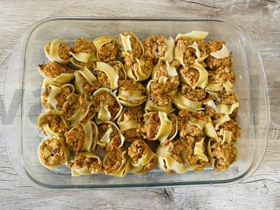 Įdarytos makaronai su kalakutiena po sūriu Žingsnis 10