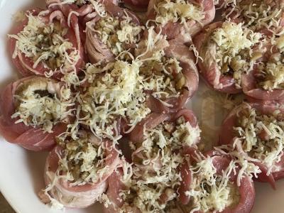 Šampinjonai su bekonu po sūrio plutele Žingsnis 4