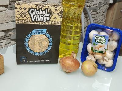 Kvapni perlinių kruopų patiekalas su pievagrybiais Žingsnis 1